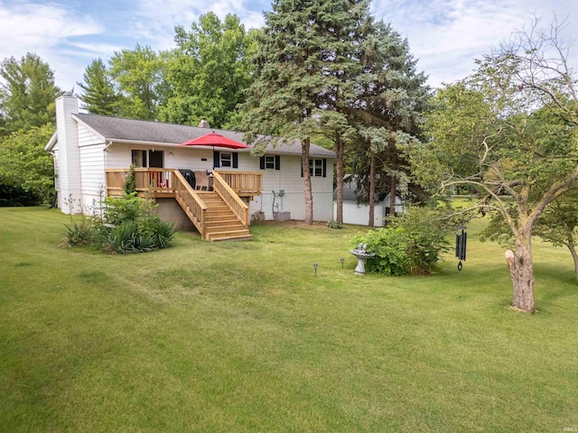 view of yard featuring a deck