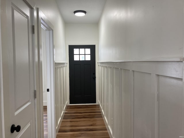 doorway to outside featuring dark hardwood / wood-style floors