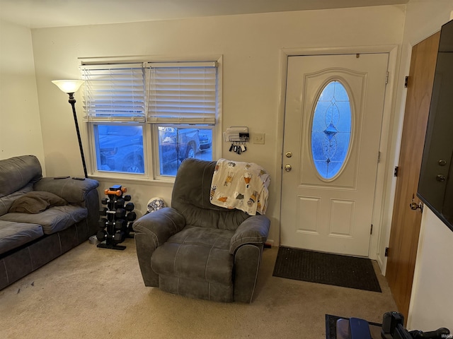 view of carpeted entrance foyer