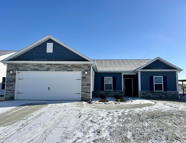 view of front of property with a garage