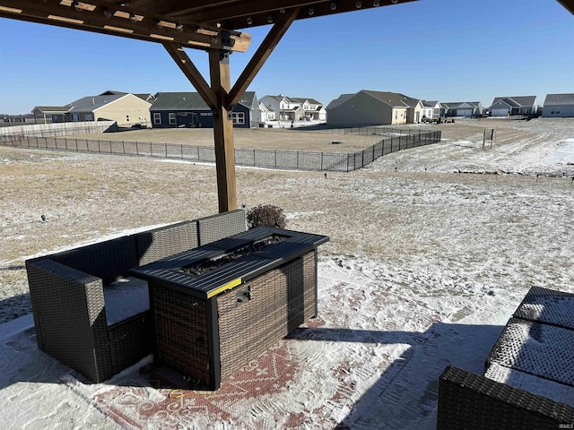 view of snow covered patio