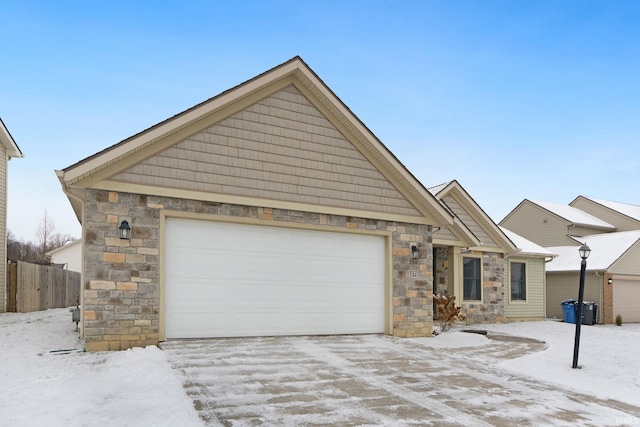 view of front of property featuring a garage