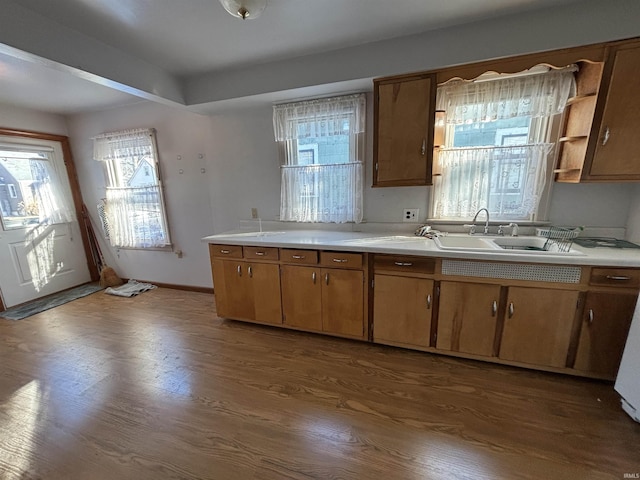 kitchen featuring sink and dark hardwood / wood-style floors