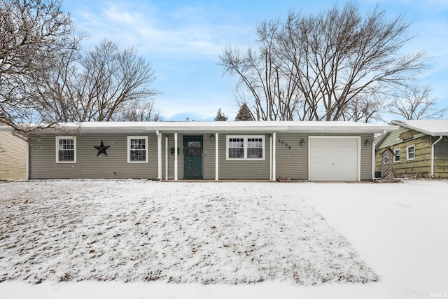 single story home with a garage