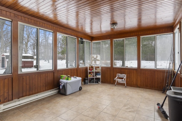 sunroom featuring a baseboard radiator