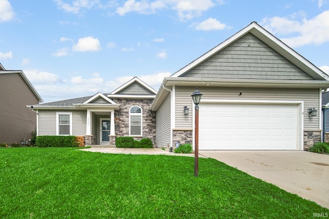 craftsman-style house with a garage and a front yard