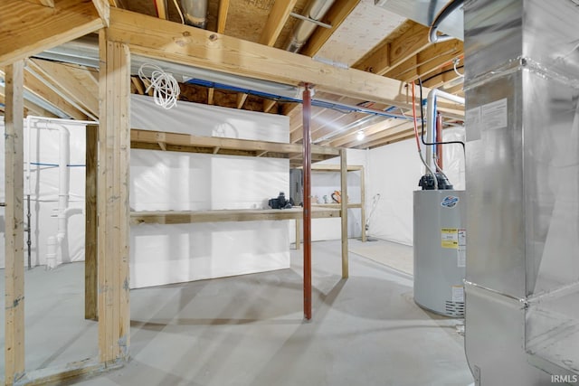 basement featuring water heater