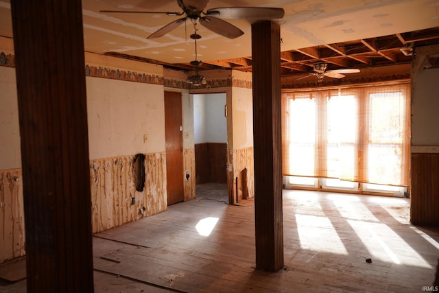 interior space with light hardwood / wood-style flooring and ceiling fan