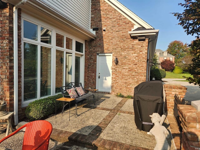 view of patio with area for grilling