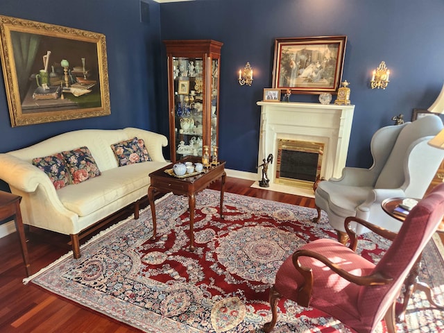 living room with wood-type flooring