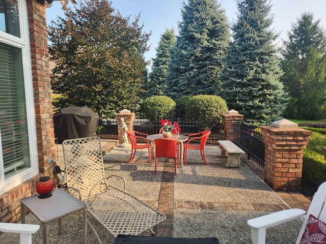 view of patio / terrace featuring a grill