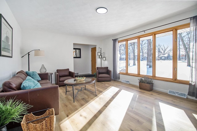 living room featuring light wood-type flooring