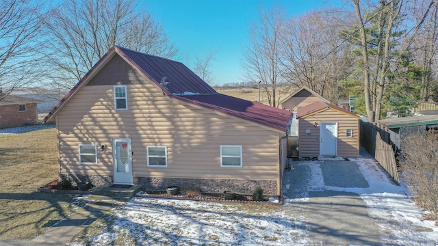 view of log cabin