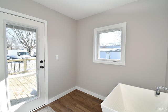 entryway featuring dark wood-type flooring