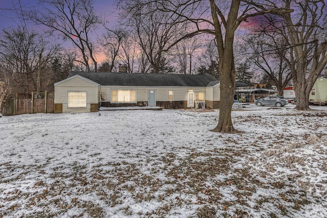 view of single story home