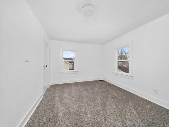 spare room featuring plenty of natural light and carpet