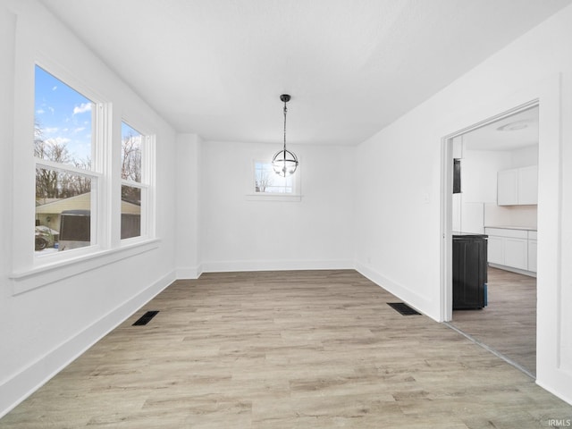 unfurnished dining area featuring light hardwood / wood-style floors