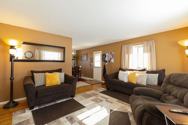 living room featuring light hardwood / wood-style flooring