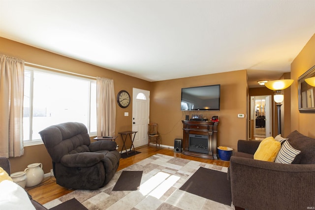 living room featuring light hardwood / wood-style flooring