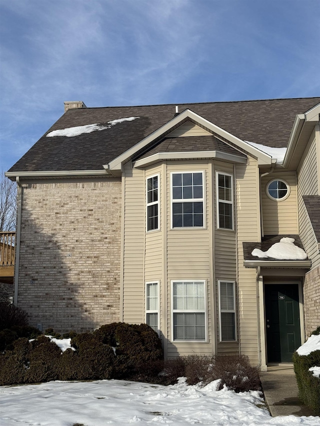 view of snow covered exterior