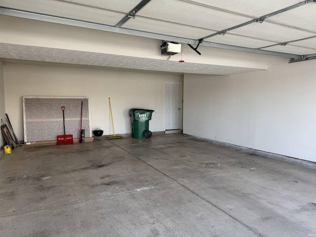 garage with a garage door opener