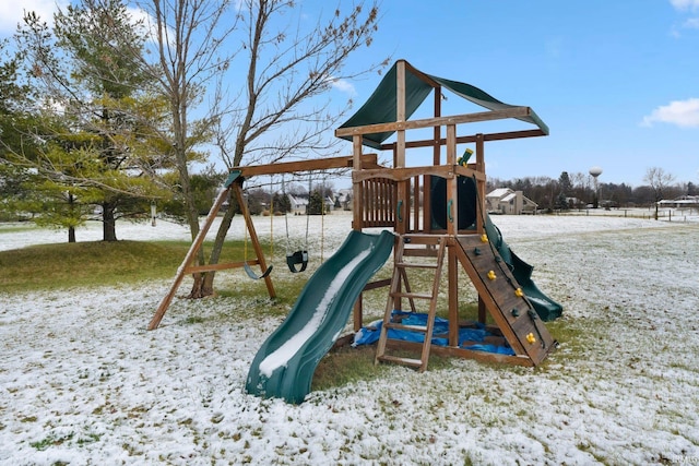 view of snow covered playground