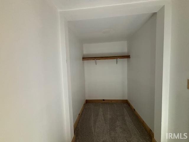 spacious closet with dark carpet