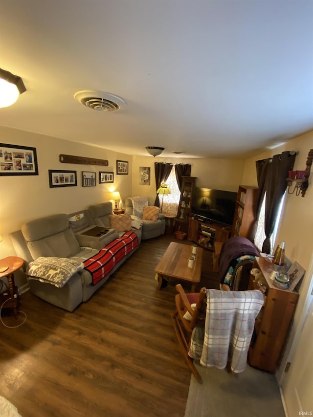 living room with hardwood / wood-style floors