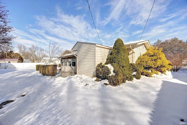 view of snowy exterior