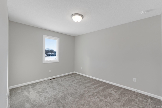 unfurnished room featuring carpet floors and a textured ceiling