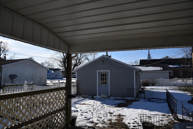 view of snow covered structure