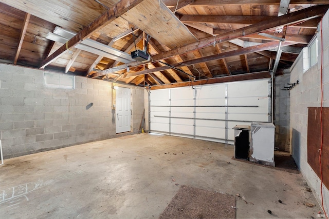 garage with a garage door opener