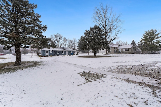 view of yard covered in snow