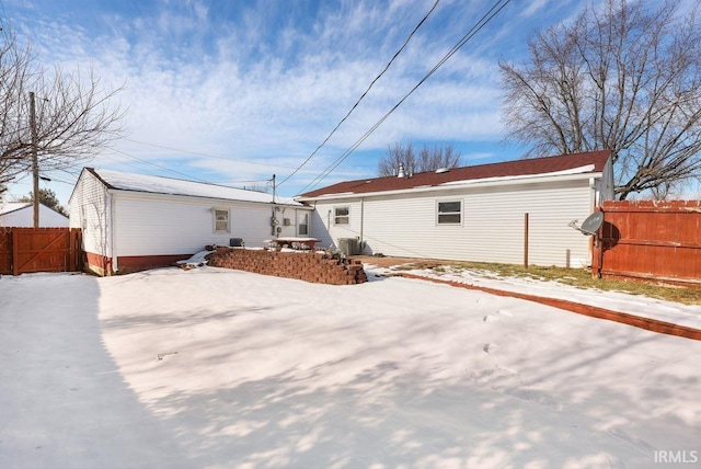 view of snow covered property