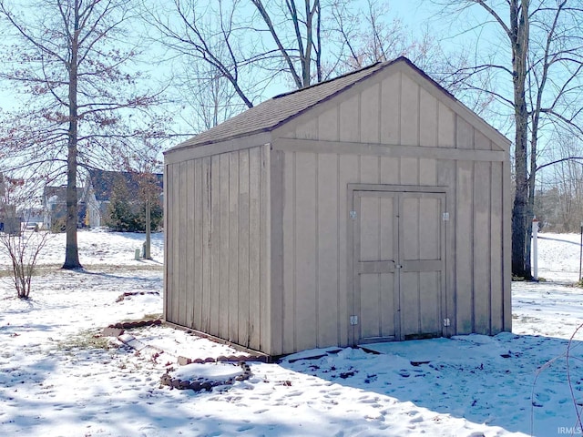 view of snow covered structure