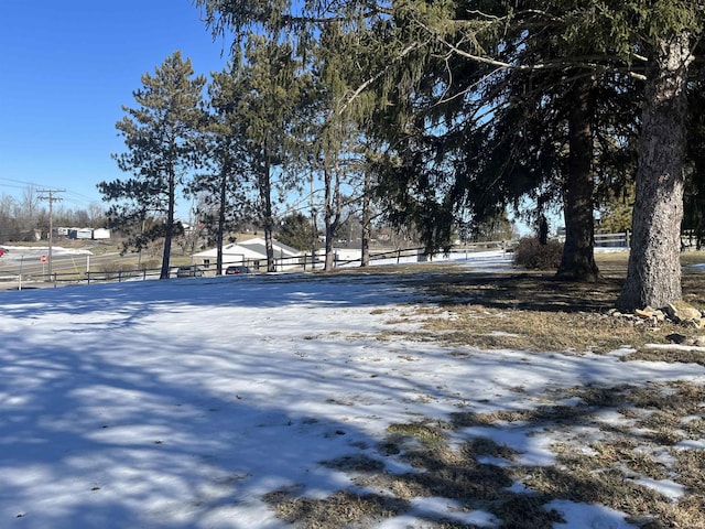 view of yard covered in snow