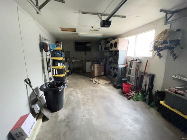 garage with a garage door opener