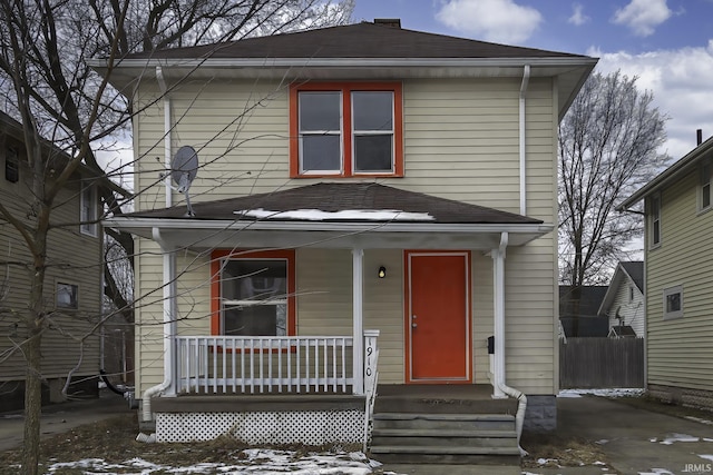 view of front property with covered porch