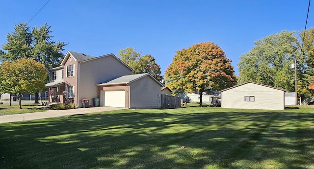 view of property exterior featuring a yard and a garage