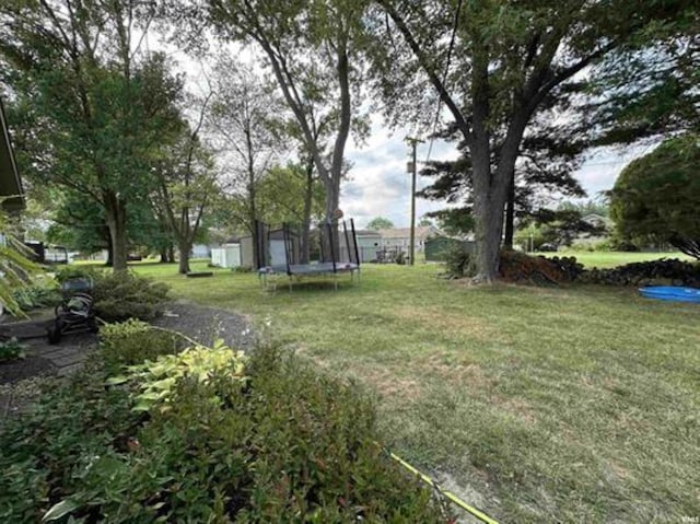 view of yard featuring a trampoline