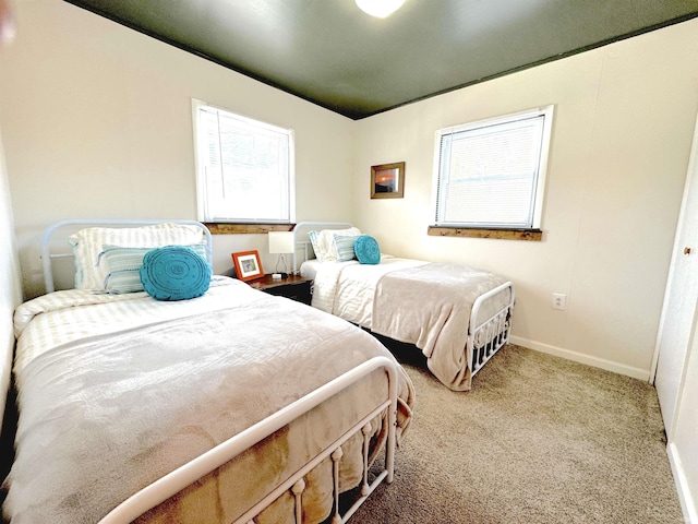 carpeted bedroom featuring multiple windows