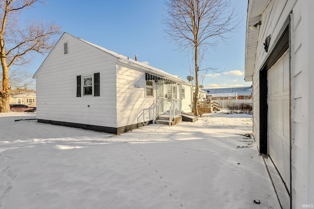 view of snow covered exterior