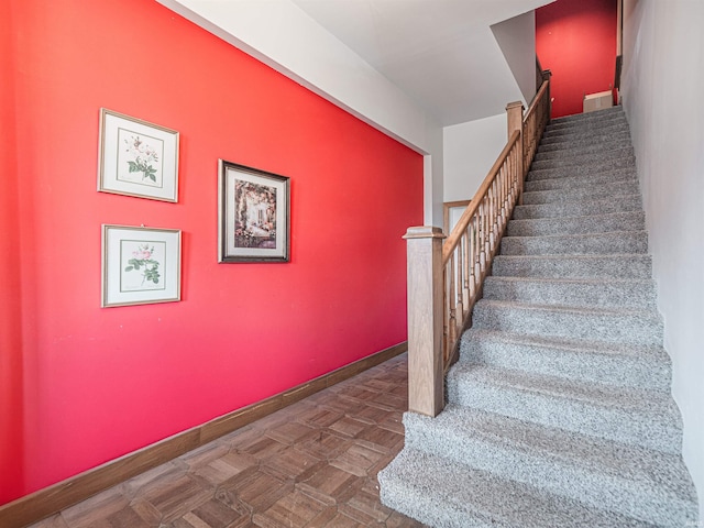 stairs with parquet flooring