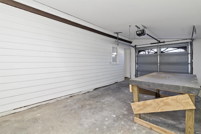 garage with a garage door opener