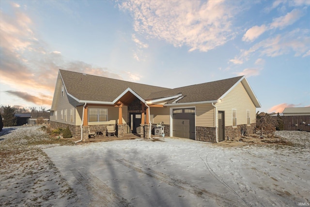 view of front of home featuring a garage