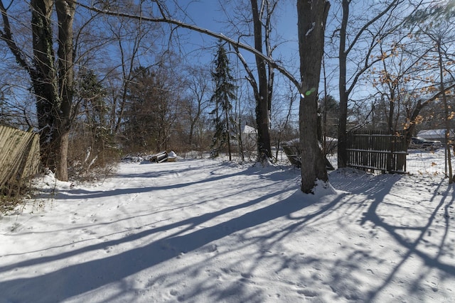 view of yard covered in snow