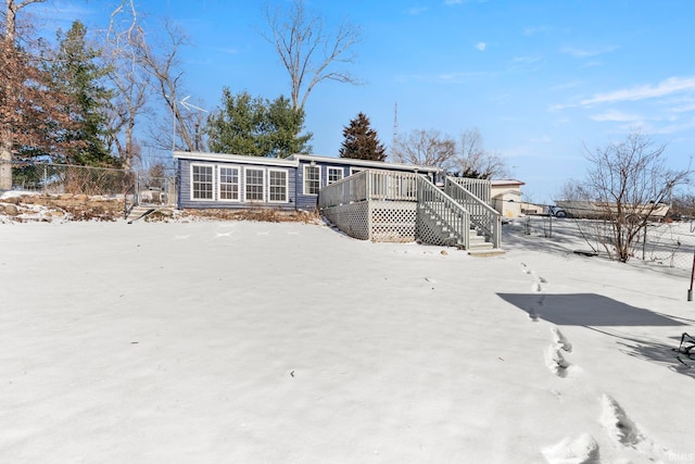 view of front of home featuring a deck