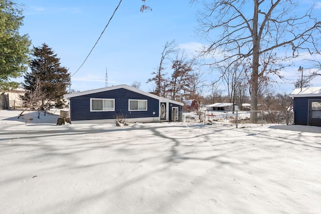 view of snow covered property