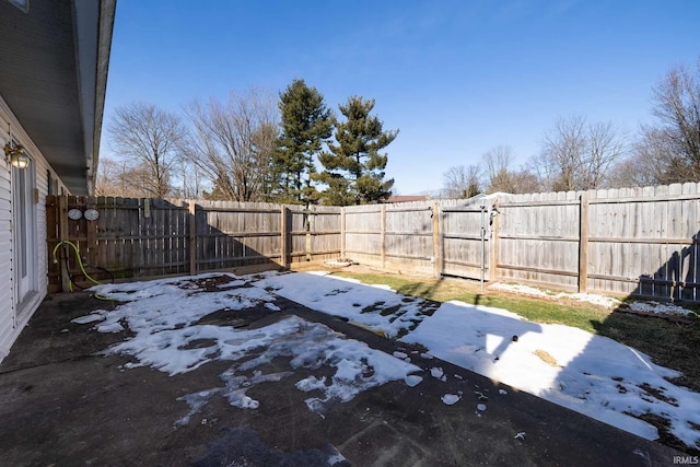 view of yard covered in snow