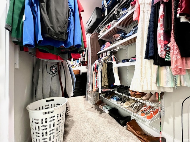 spacious closet featuring carpet floors